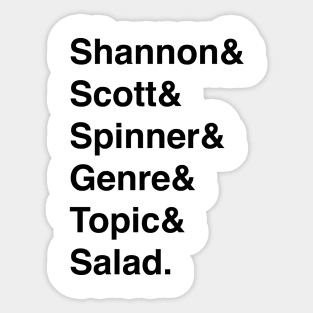 Song Salad Helvetica List - Black Letters Sticker